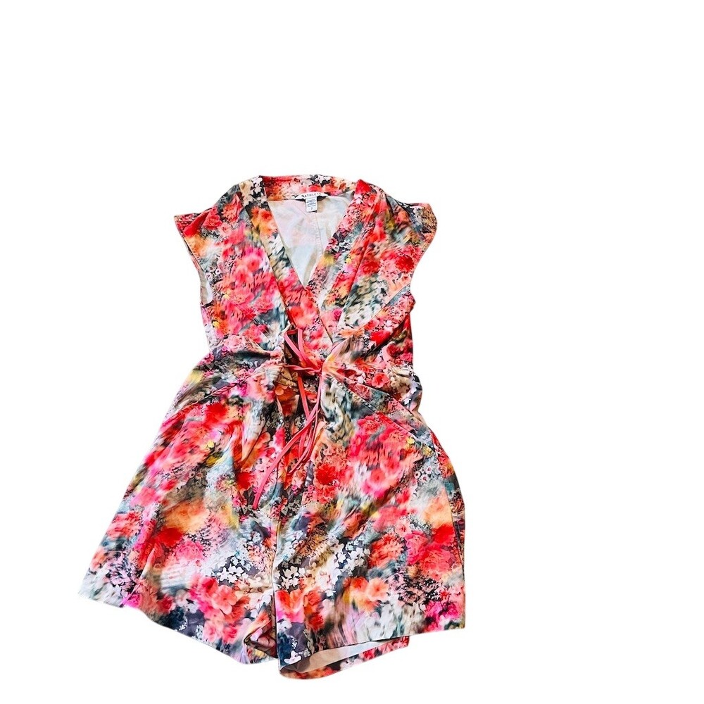 Athleta Marlow Romper Womens Size SP Multicolor Floral V-Neck Tie Waist - Picture 5 of 6